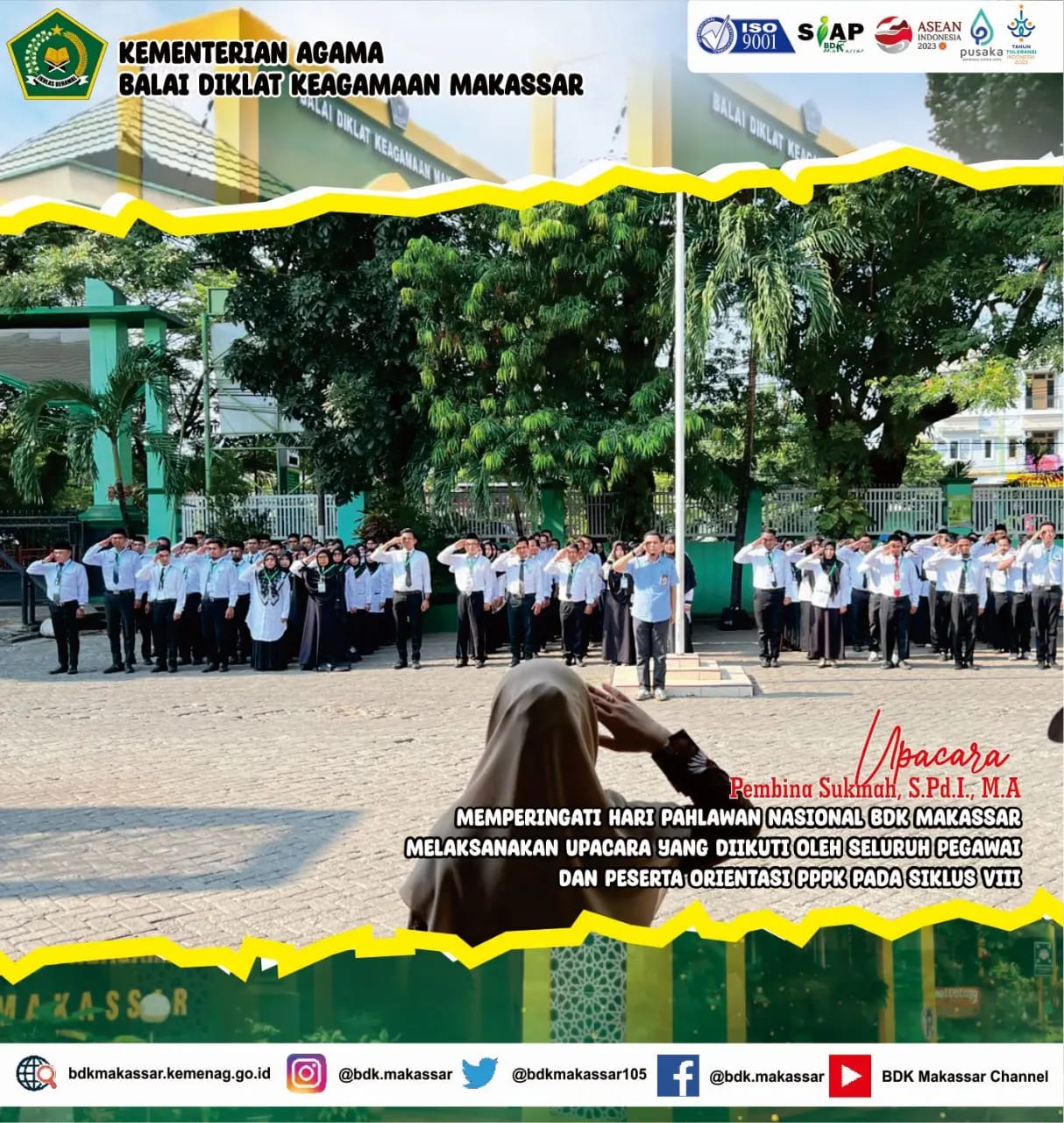 BDK Makassar  Gelar Upacara Peringatan Hari Pahlawan Tahun 2023 
