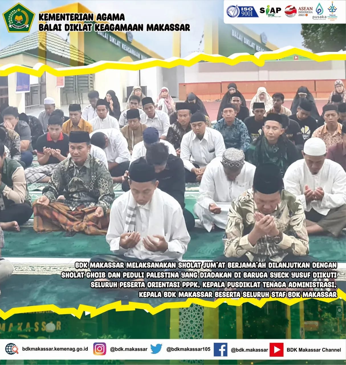 Solidaritas  Palestina, BDK Makassar gelar Shalat Gaib, pembacaan Qunut Nazilah, dan Doa Bersama 